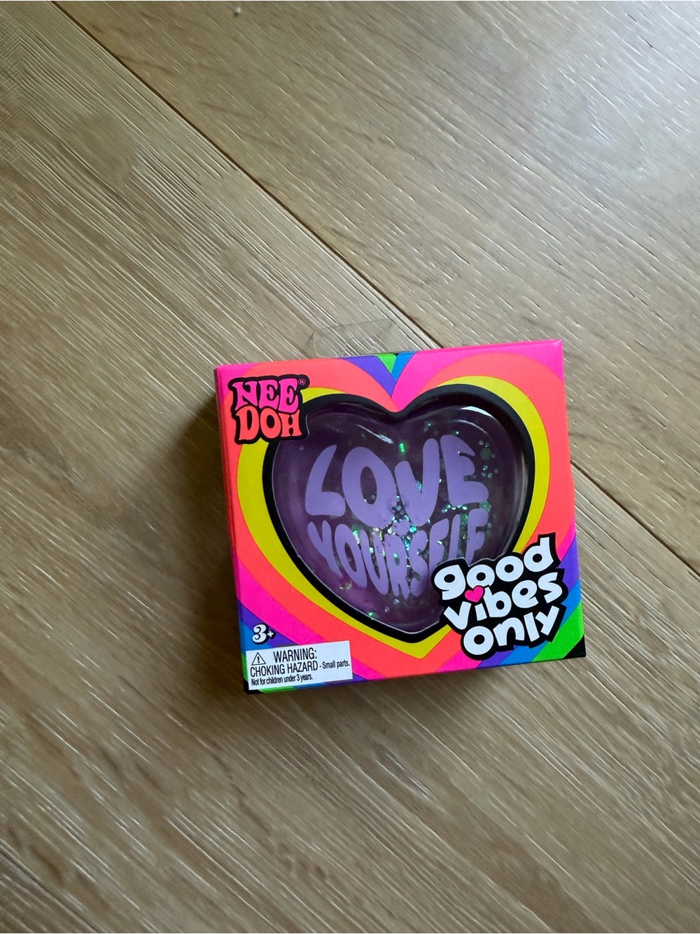 Brand new NeeDoh Good Vibes Only “Love Yourself” heart-shaped squishy.
